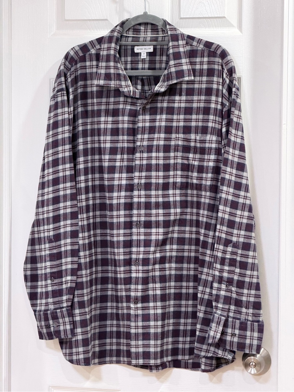 Peter Millar Men's Gray & Purple Plaid Button-Up Shirt